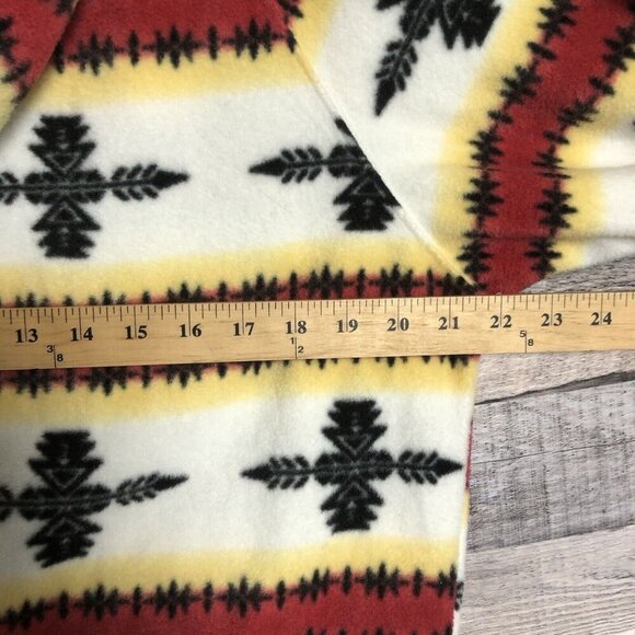 Massive Outdoor Fleece Pullover 1/4 Zip Hoodie Pocket White Aztec Print Mens M - Picture 8 of 8